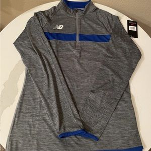 New Balance Women Athletics Half Zip Fitted Light Jacket Gray/blue Size Large